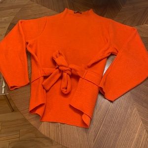Red Orange Zara Tie Sweater
